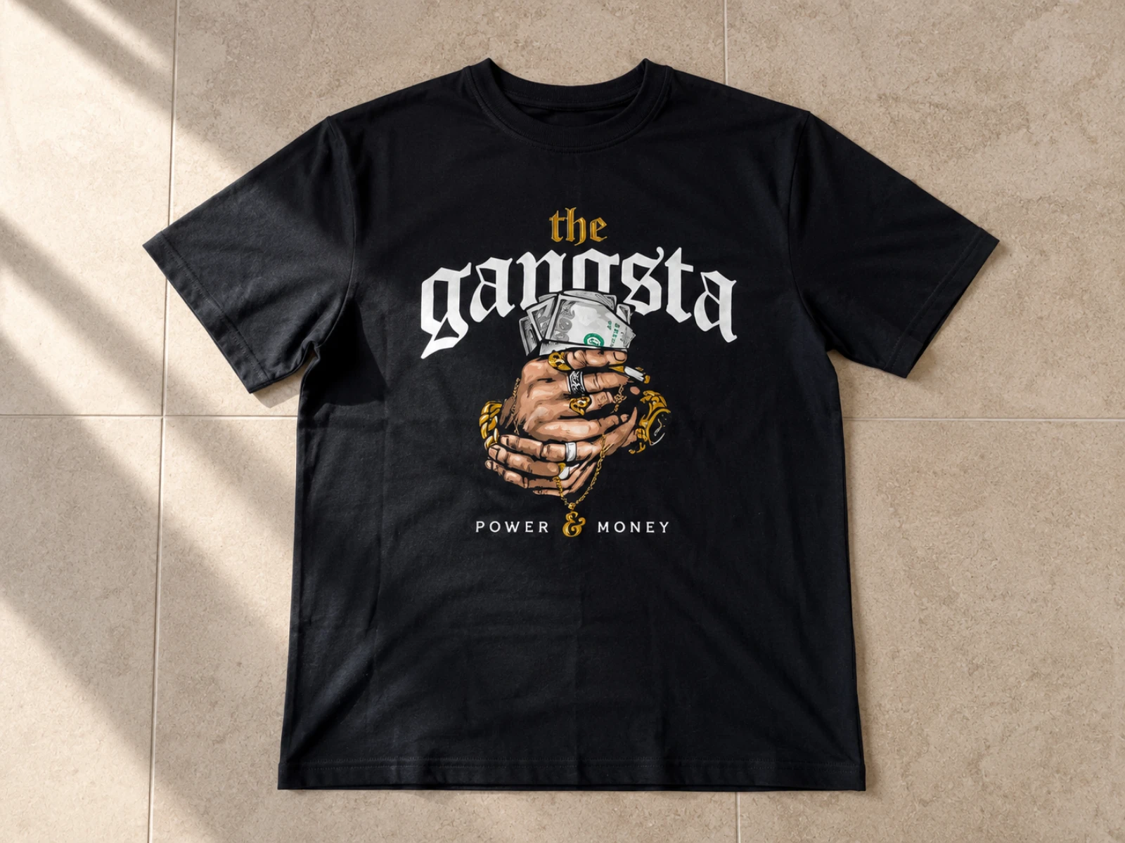 Camiseta negra estampada "The Gangsta"